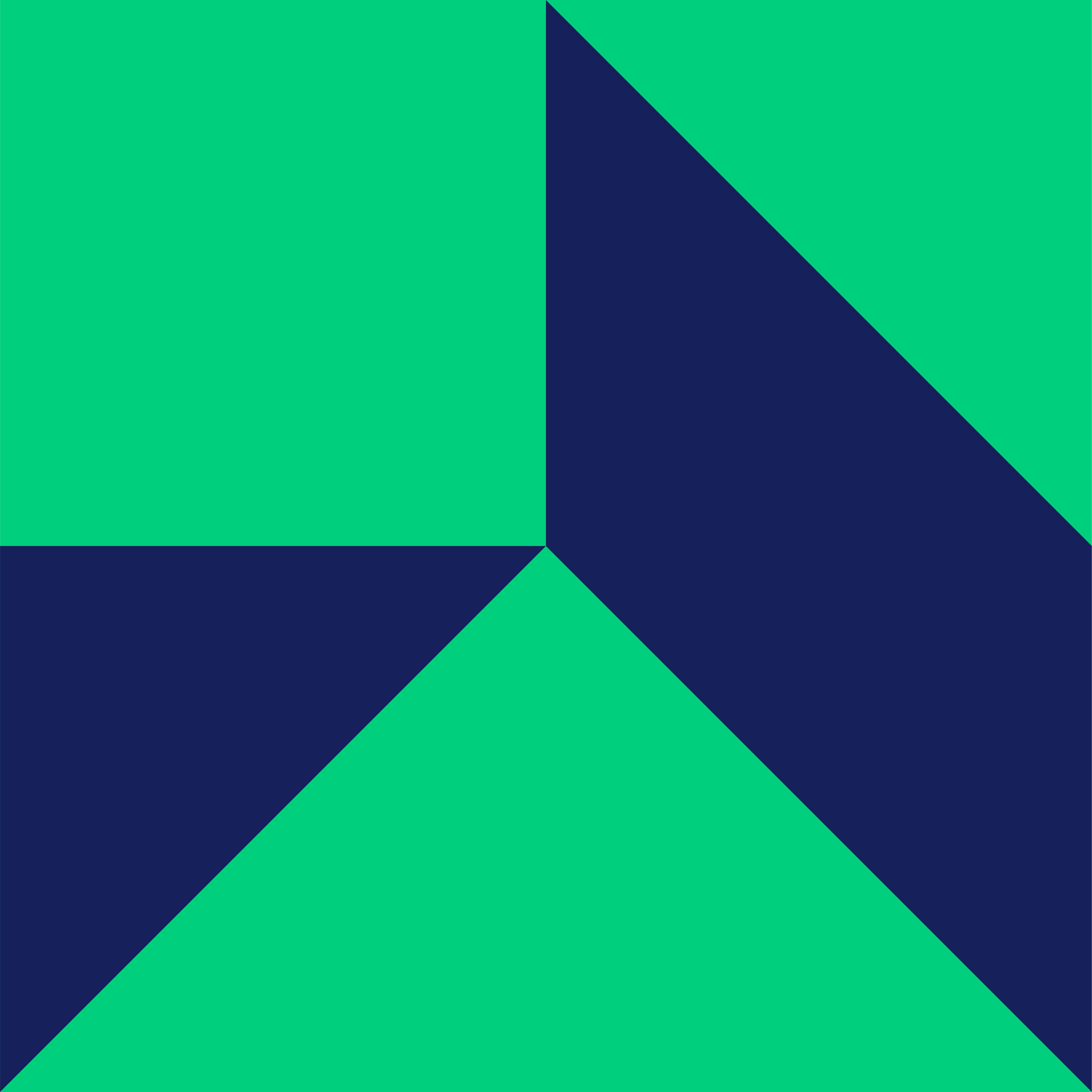 a blue and green triangle on a white background .