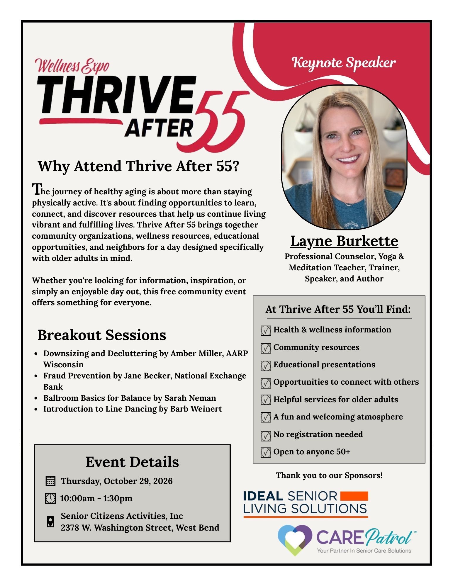 Thrive After 55 Wellness Expo West Bend, Wisconsin Senior Healthcare