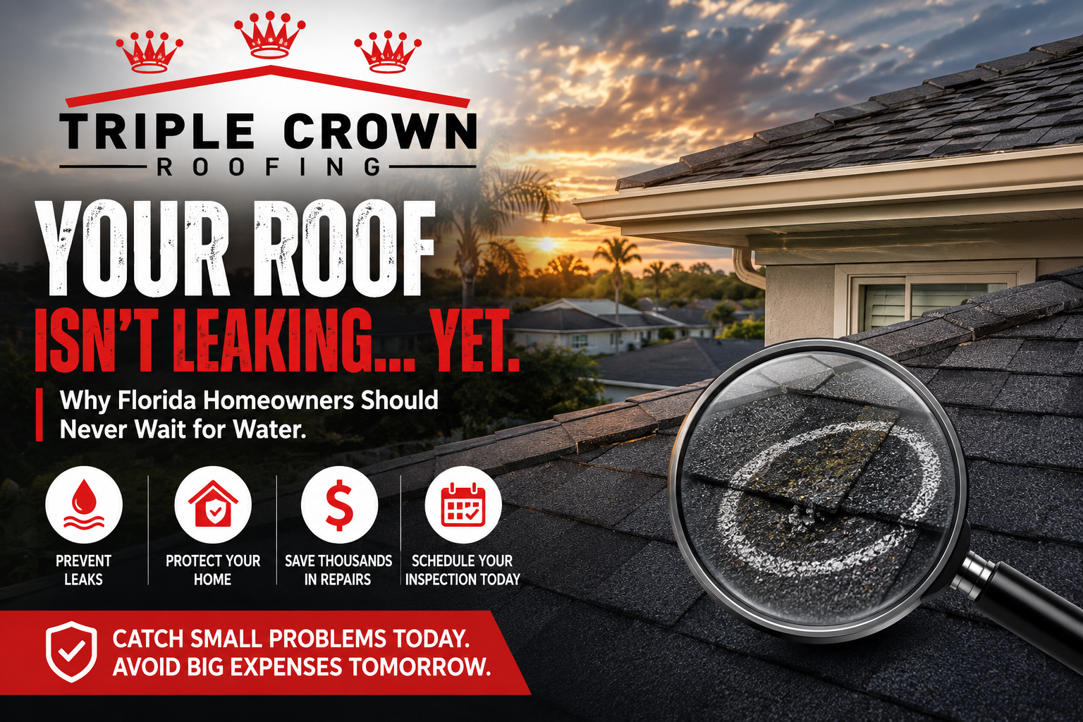 Florida roof inspection showing early shingle damage before leaks develop on a Central Florida home