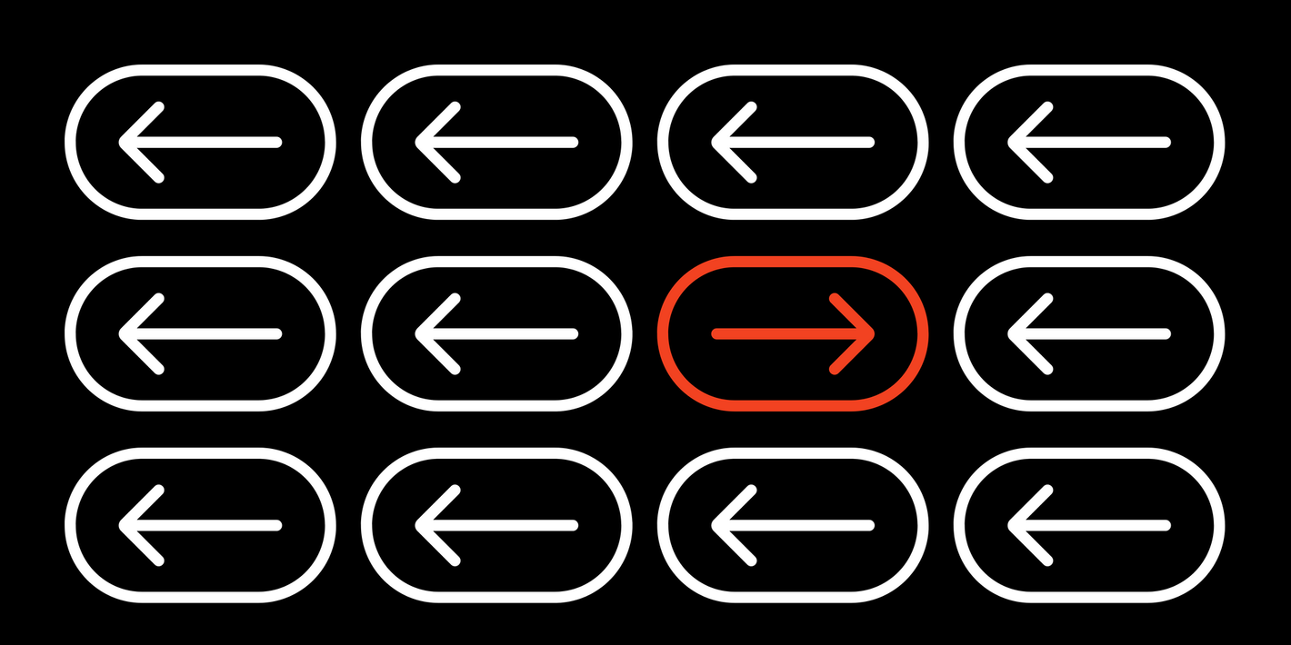 A set of arrows pointing in opposite directions on a black background.