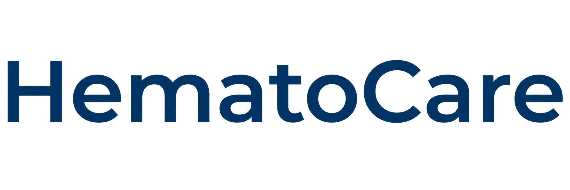 Hematocare-Logo in dunkelblauer Schrift auf weißem Hintergrund