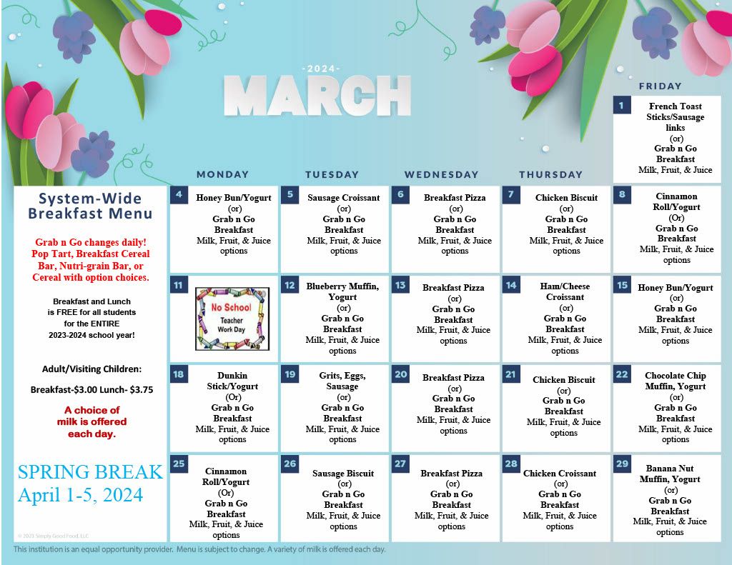 Lunchroom McIntosh Middle School Menus Breakfast & Lunch