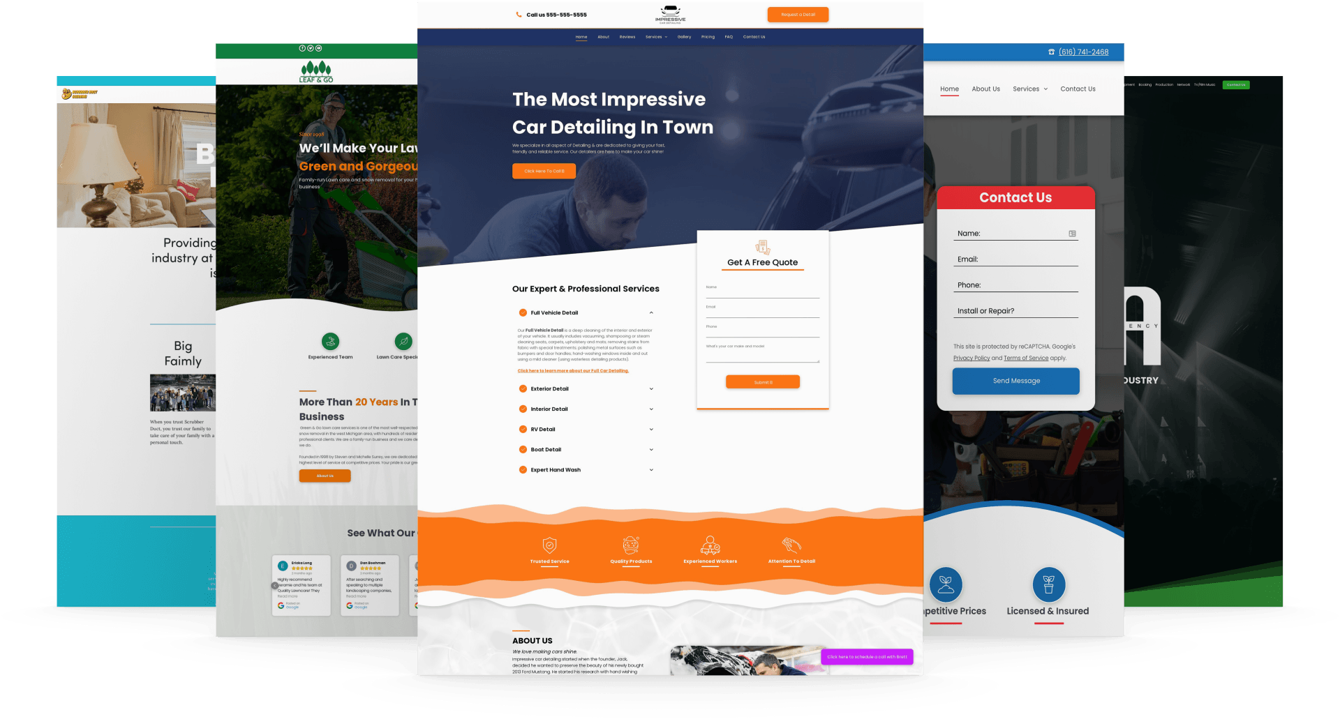 Clicking This Image Will Do Nothing Image of 5 Websites Designed by Reach Ethic in a v shape