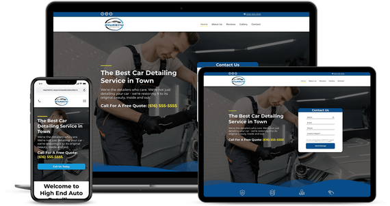 Clicking this image will take you to the High End Auto Detailing website preview page by Reach Ethic Multi-device mockup of the High End Auto Detailing website design by Reach Ethic