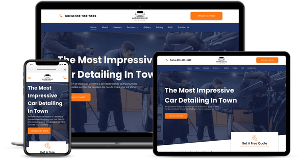 Clicking this image will take you to the Impressive Car Detailing website preview page by Reach Ethic Multi-device mockup of the Impressive Car Detailing website design by Reach Ethic