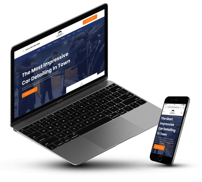 Clicking This Image Will Do Nothing Smart phone and laptop standing on edge showing off a website designs