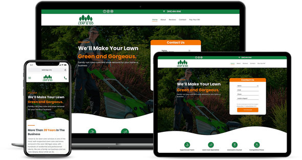 Clicking this image will take you to the Leaf And Go website preview page by Reach Ethic Multi-device mockup of the Leaf And Go website design by Reach Ethic