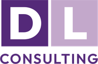 The logo for DL Consulting is purple and white.