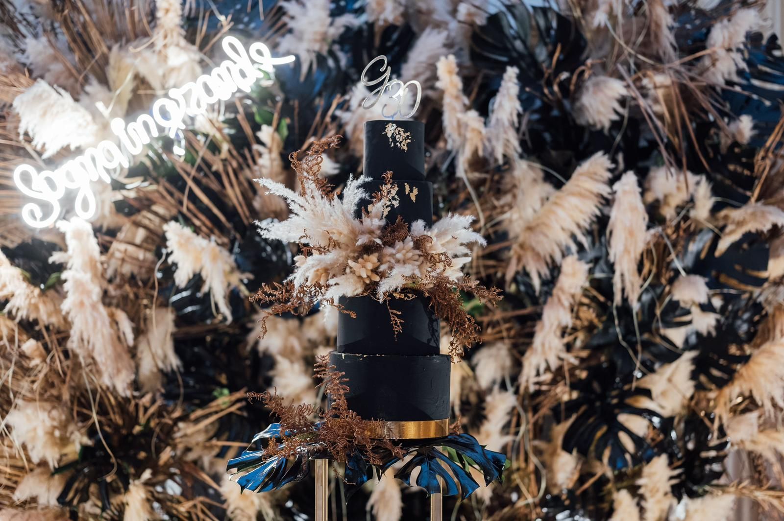 allestimento con erba di pampas