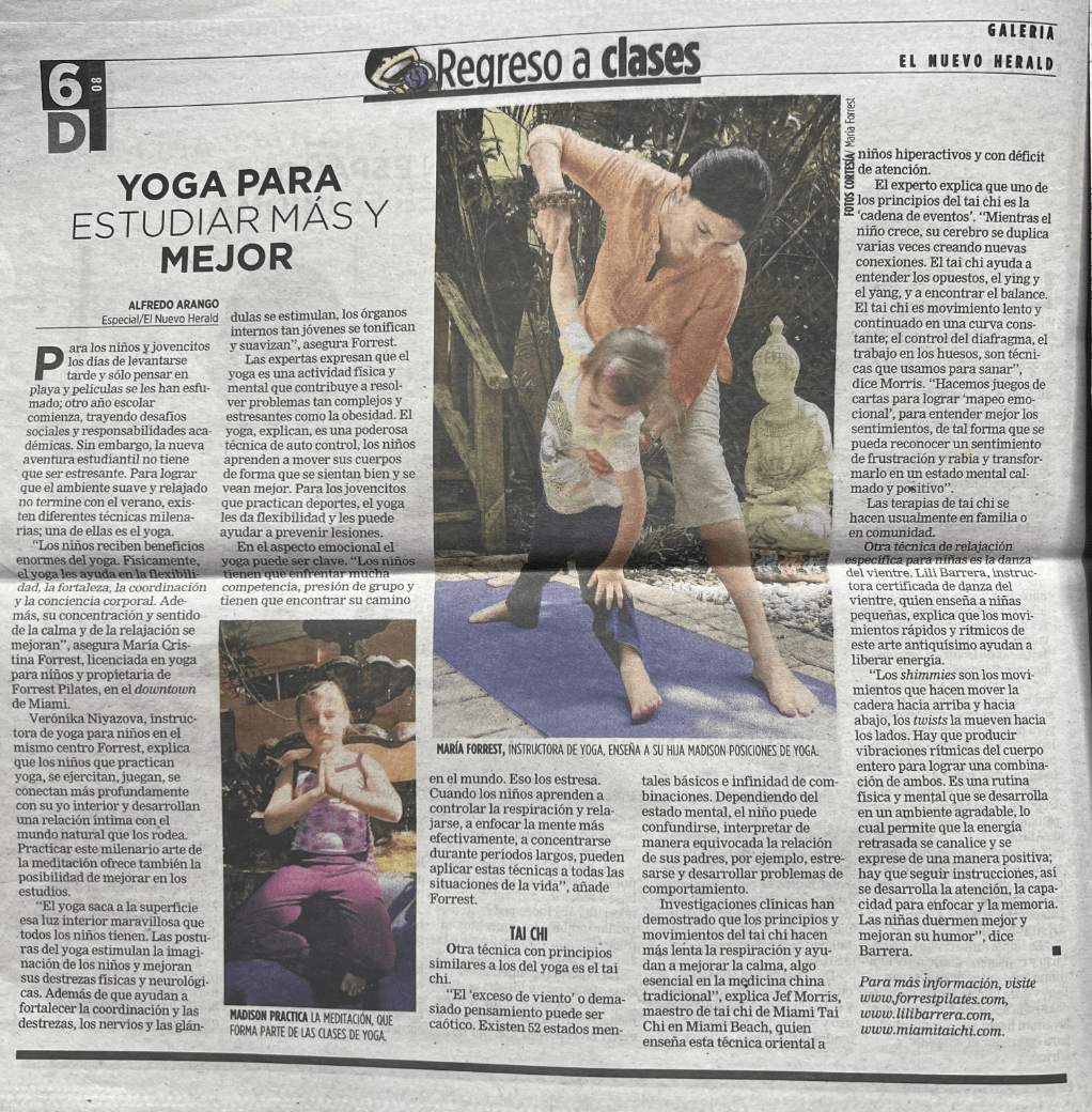 a newspaper article titled yoga para estudiar mas y mejor