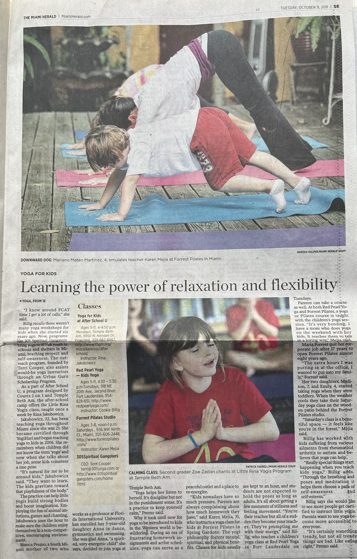 a newspaper article about learning the power of relaxation and flexibility