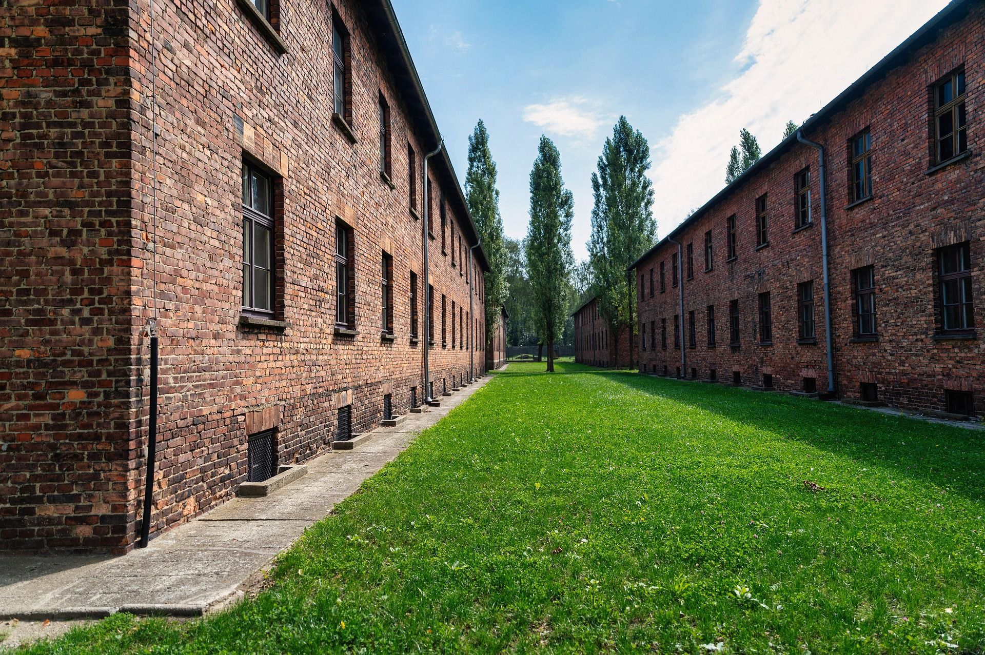 Auschwitz I Memorial — red-brick barrack blocks