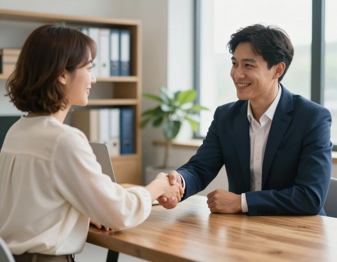 Nonprofit coordinator and partner representative shaking hands