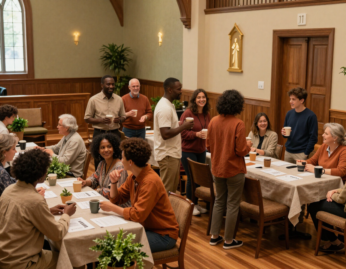 Multicultural faith community gathering