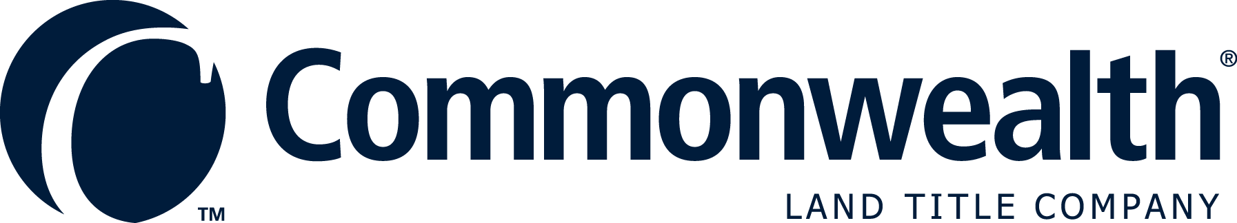 Commonwealth Land Title Company logo. Navy blue design with a stylized globe and company name.