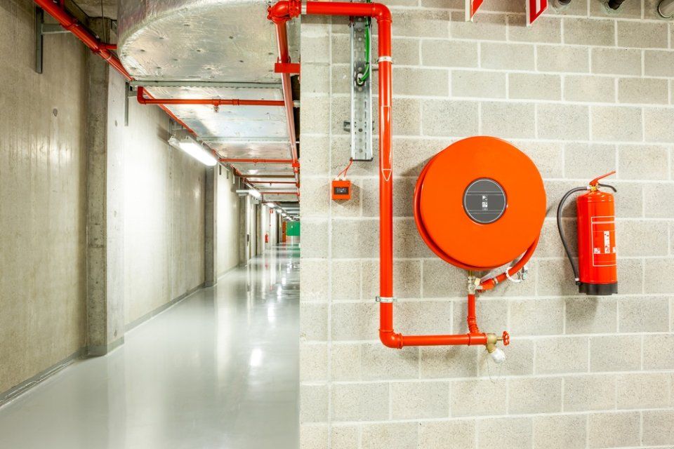 Fire protection system installed in a building