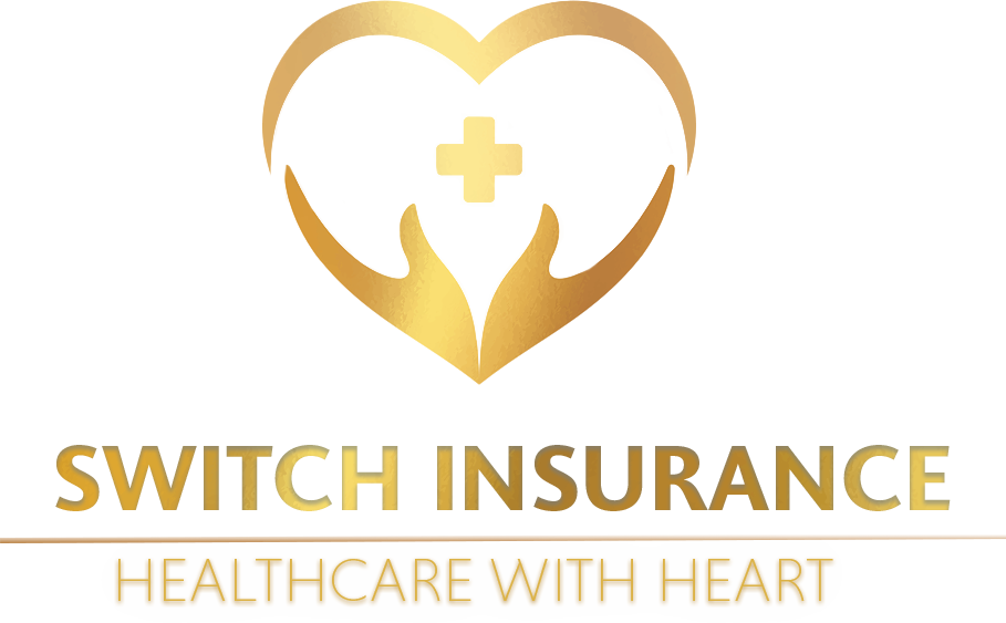 A logo for switch insurance healthcare with heart