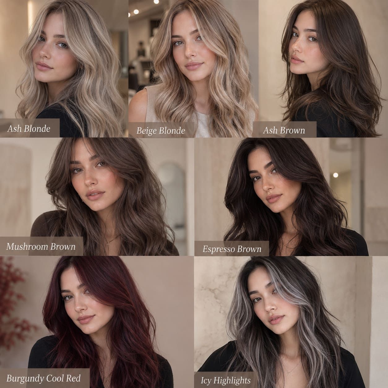 Hairstyle inspiration collage for heart-shaped faces.