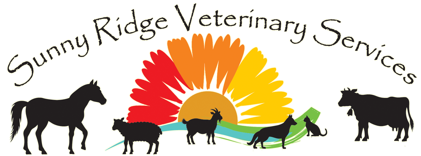 A logo for sunny ridge veterinary services with horses and cows Sunny Ridge Veterinary Services Columbiana Ohio Rogers
