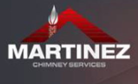 A logo for martinez chimney services with a red roof