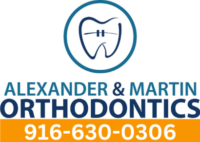 Alexander & Martin Orthodontics logo with tooth icon and phone number 916-630-0306