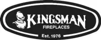 a black and white logo for kingsman fireplaces .