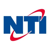 a blue and red logo for the company nti