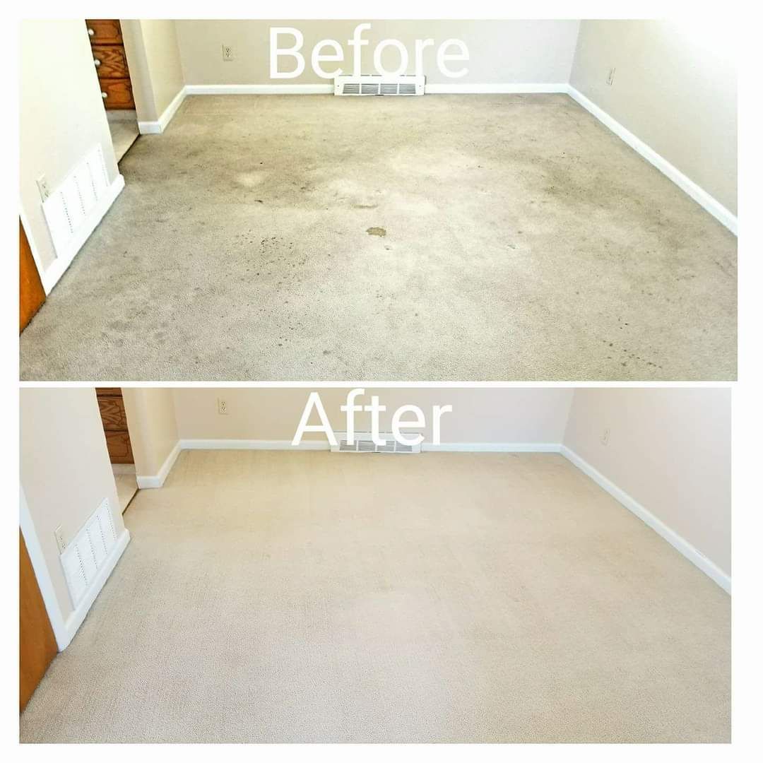 A before and after photo of a carpeted floor A before and after photo of a carpeted floor