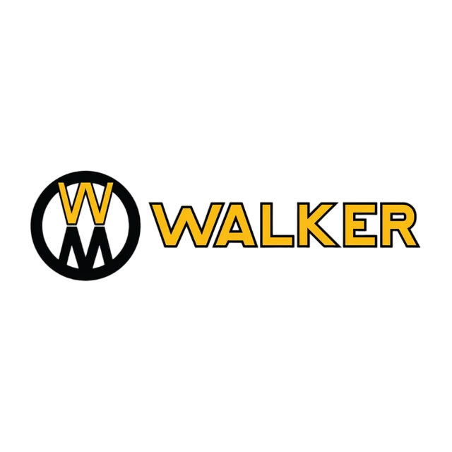 a black and yellow logo for walker on a white background