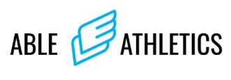 The logo for able athletics has a blue wing on it.
