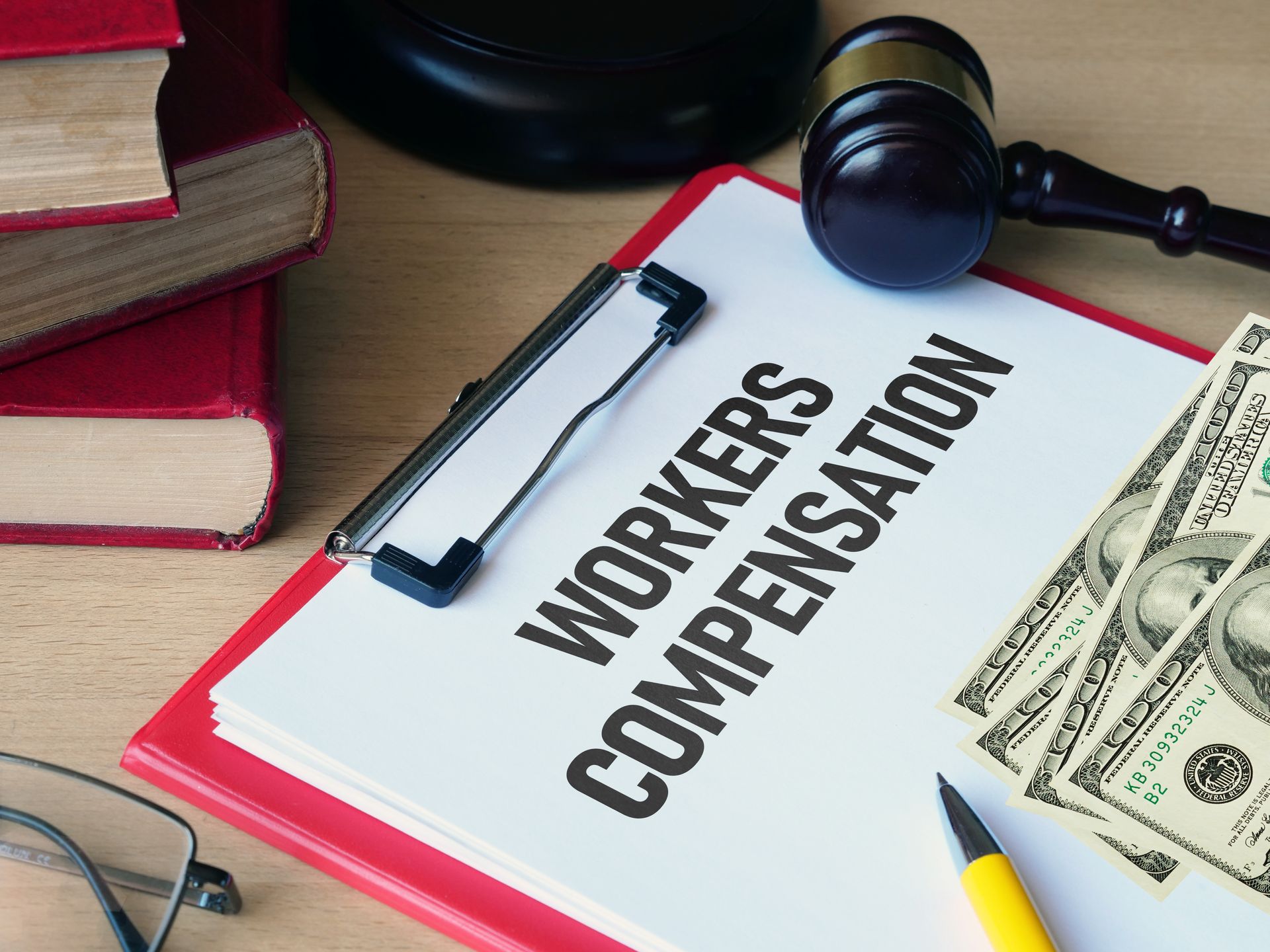 A clipboard with workers compensation written on it