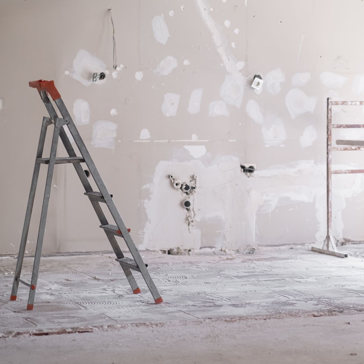 There is a ladder in the middle of the room.