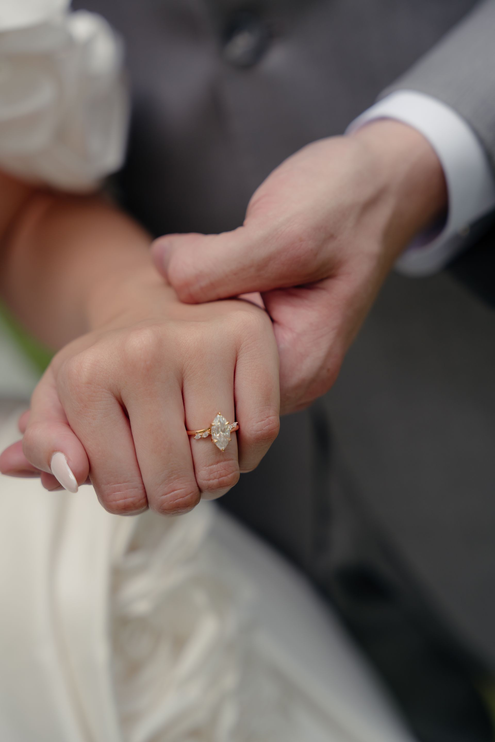 Bride and groom portrait outdoors
