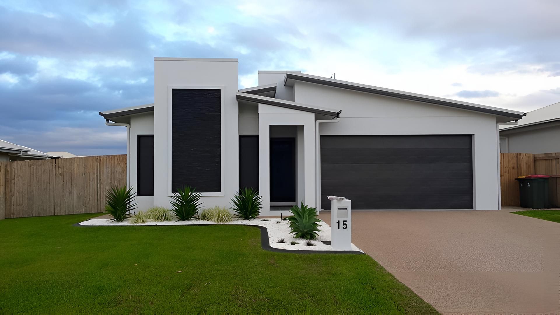 A Modern White House With A Black Garage Door — Aaron Lee Painting Pty Ltd In North Shore, QLD