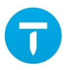 Blue circular logo with a white hammer icon in the center