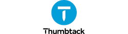Thumbtack logo with a white “T” inside a blue circle above the word “Thumbtack”