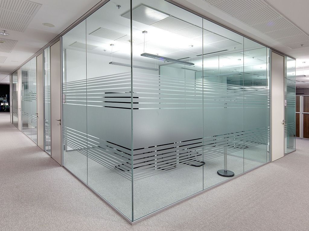Frameless glass office partition walls - commercial glass installation Glass Daddy OR