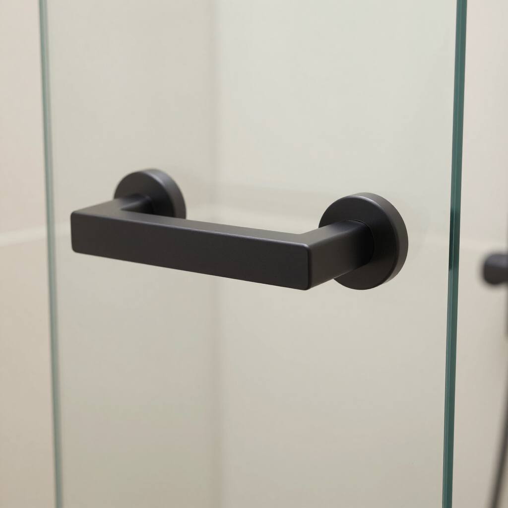 Technician installing custom glass shower door