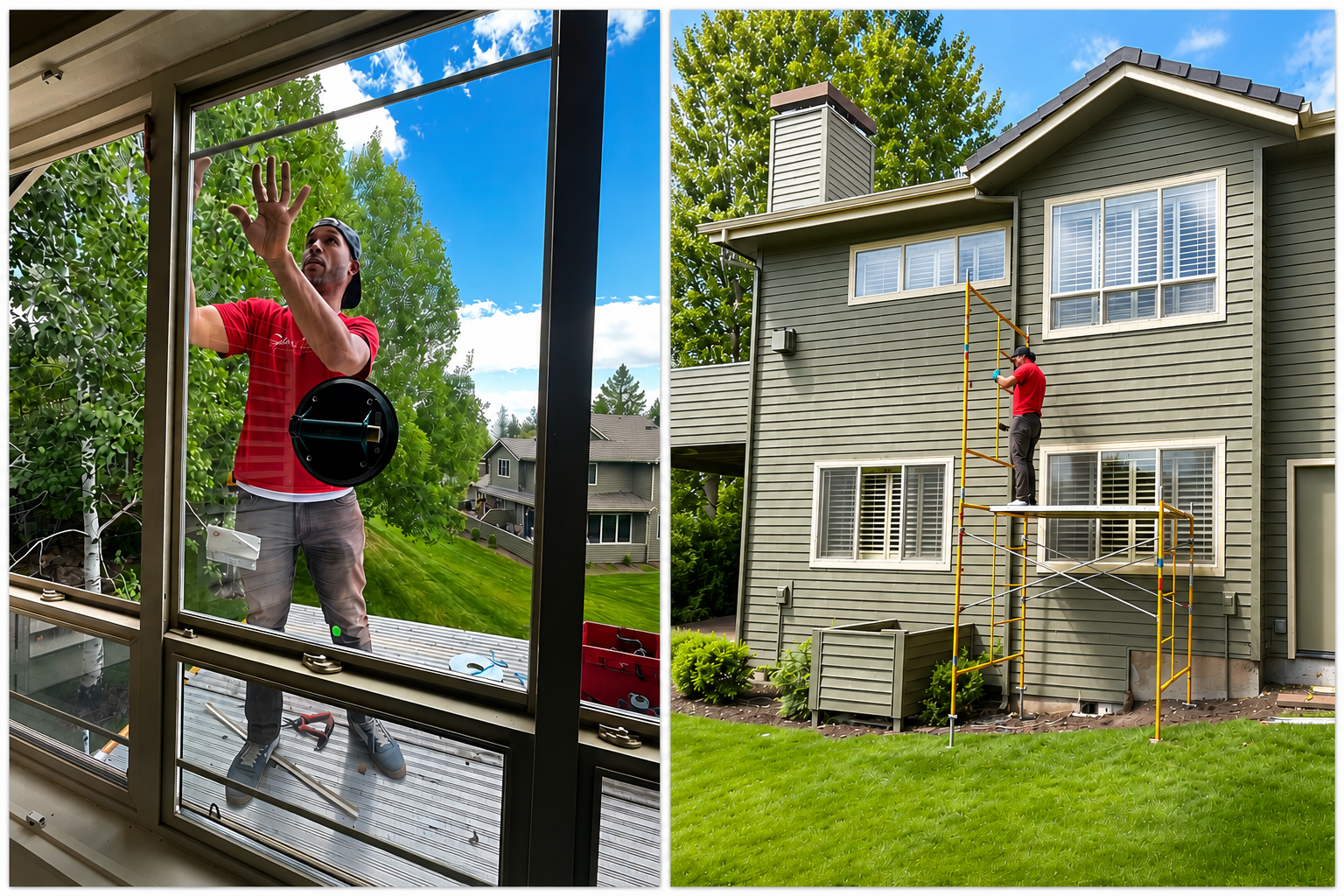 Glass Daddy Redmond employee installing a residential window.
