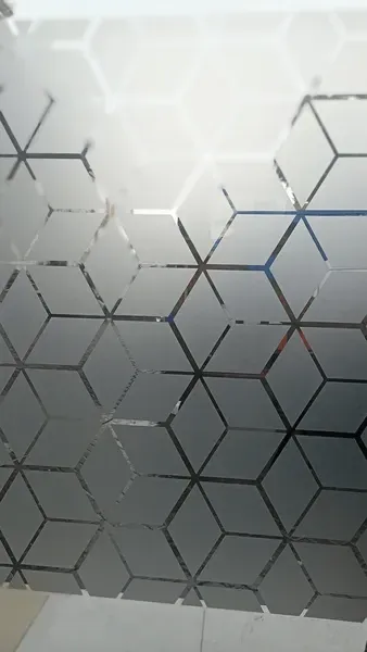 Frosted decorative glass with geometric pattern - custom glass services Glass Daddy OR