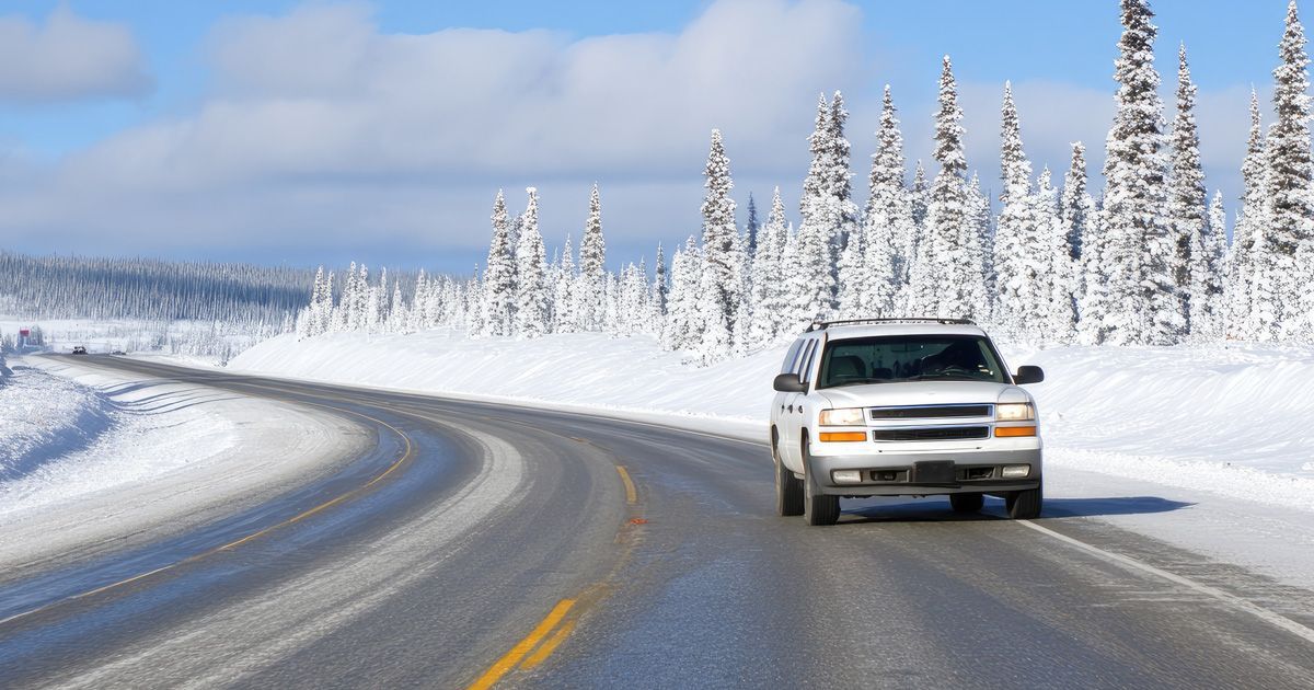 Car driving on ice
