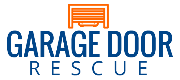 Logo: "Garage Door Rescue" with orange garage door icon above the words.