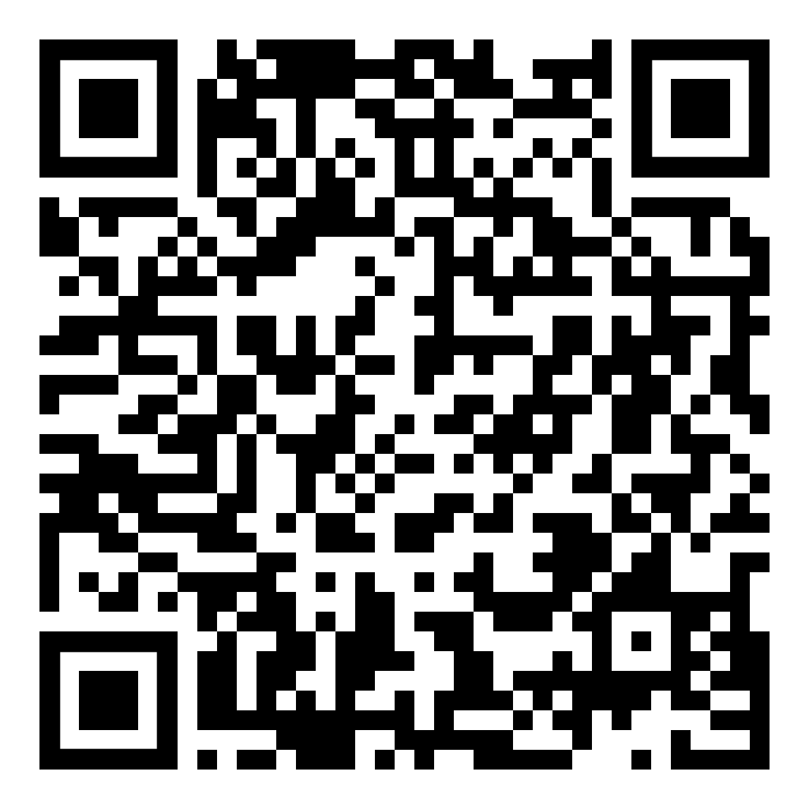 QR code with black and white squares.