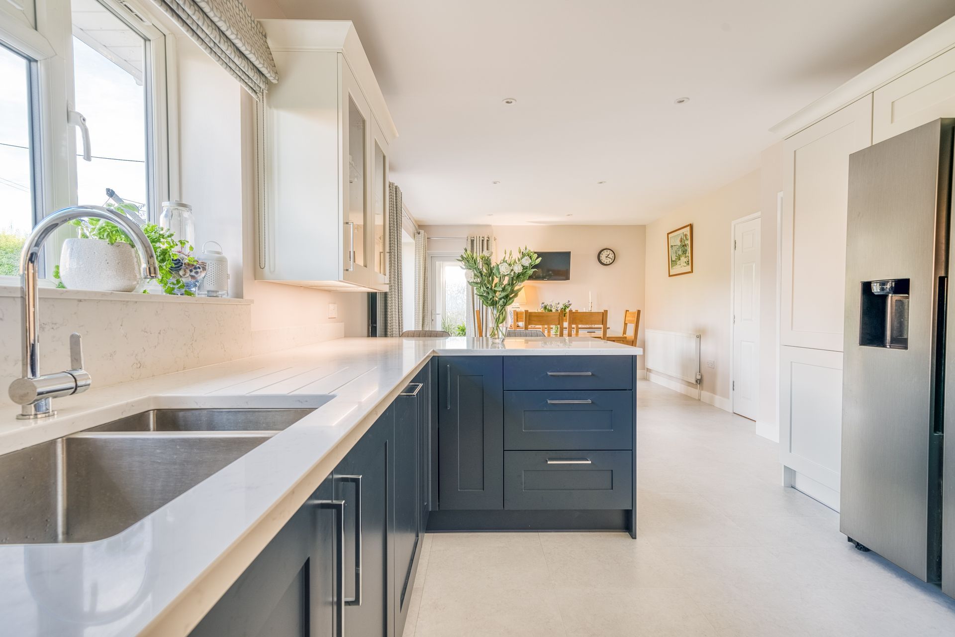 Blue Kitchen cabinets with modern layout
