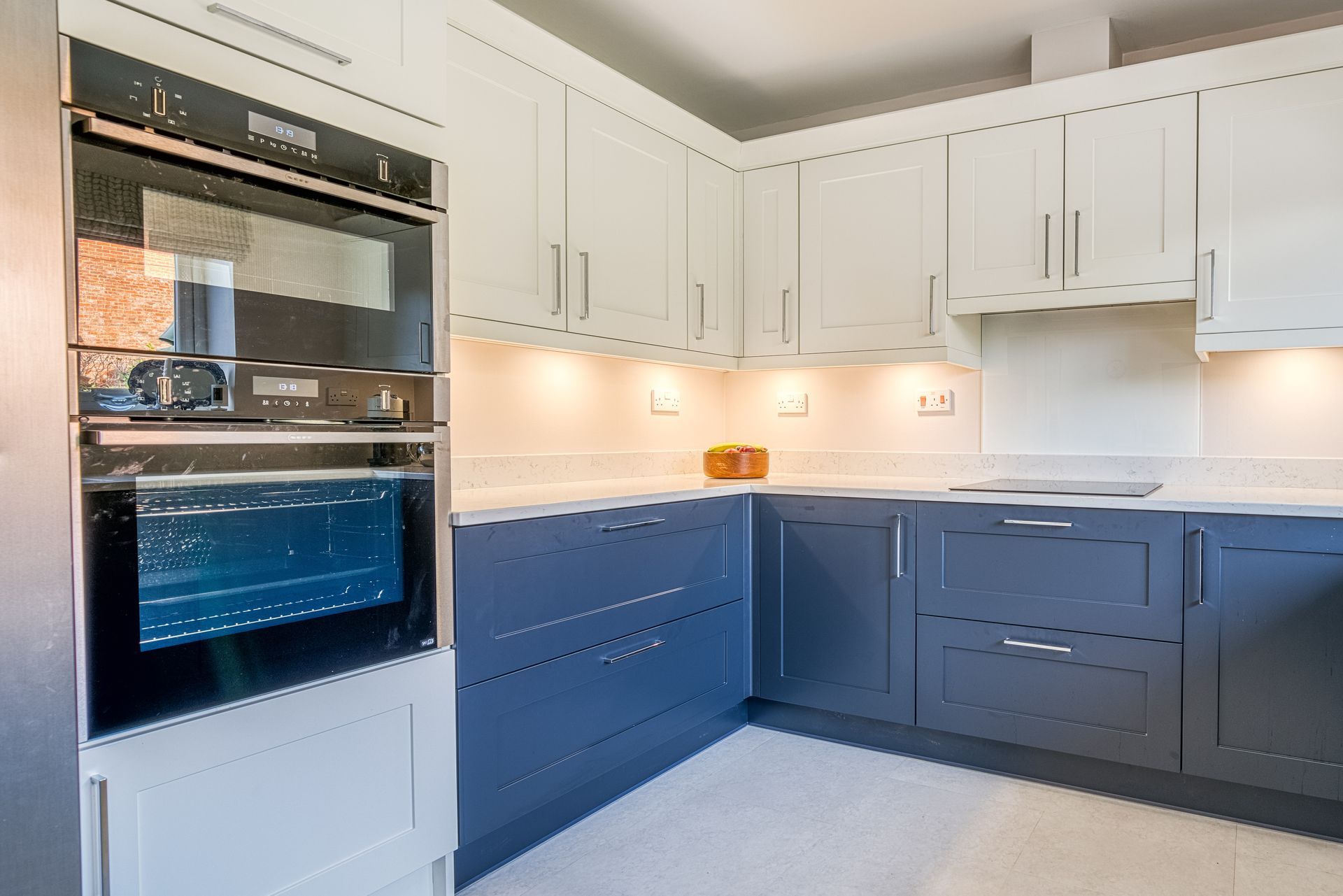 Blue Kitchen cabinets with modern layout