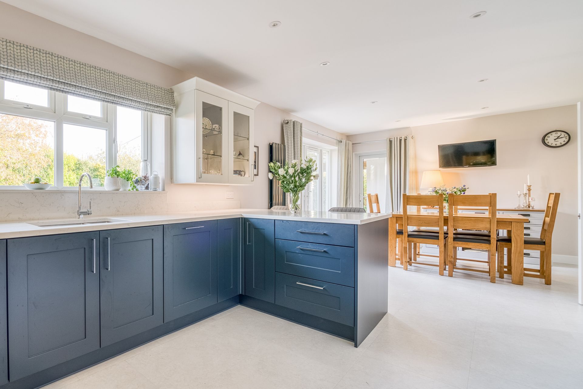 Blue Kitchen cabinets with modern layout