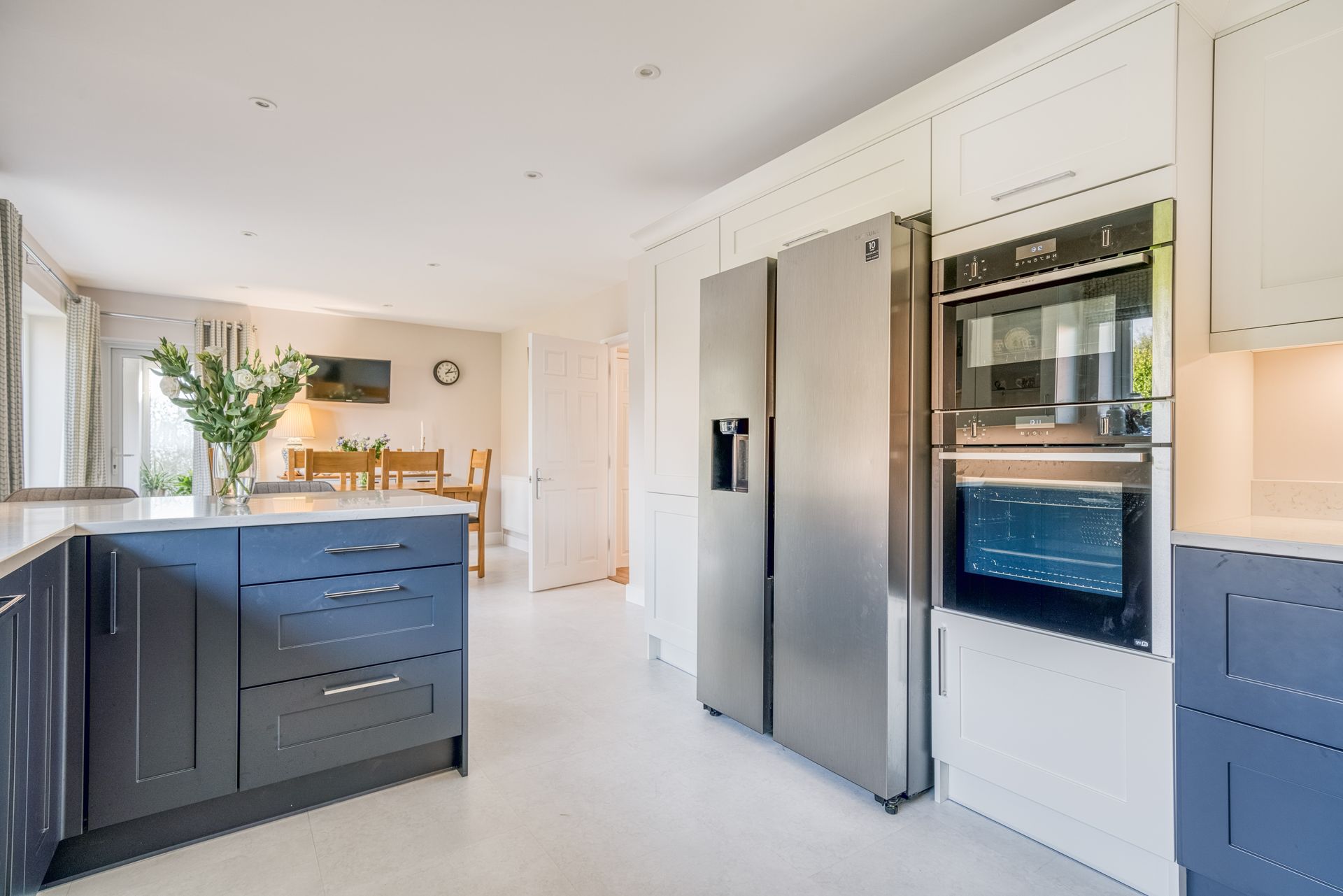 Blue Kitchen cabinets with modern layout