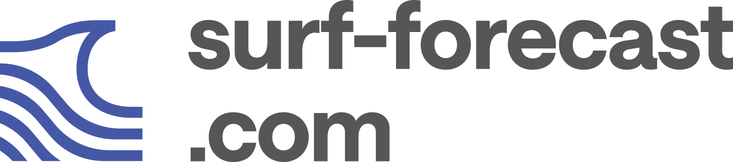 Logotipo de Surf-forecast.com con icono de ola azul y texto gris.