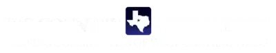 White Texas state silhouette on a dark blue square icon.