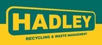 Yellow HADLEY recycling and waste management logo on a green background